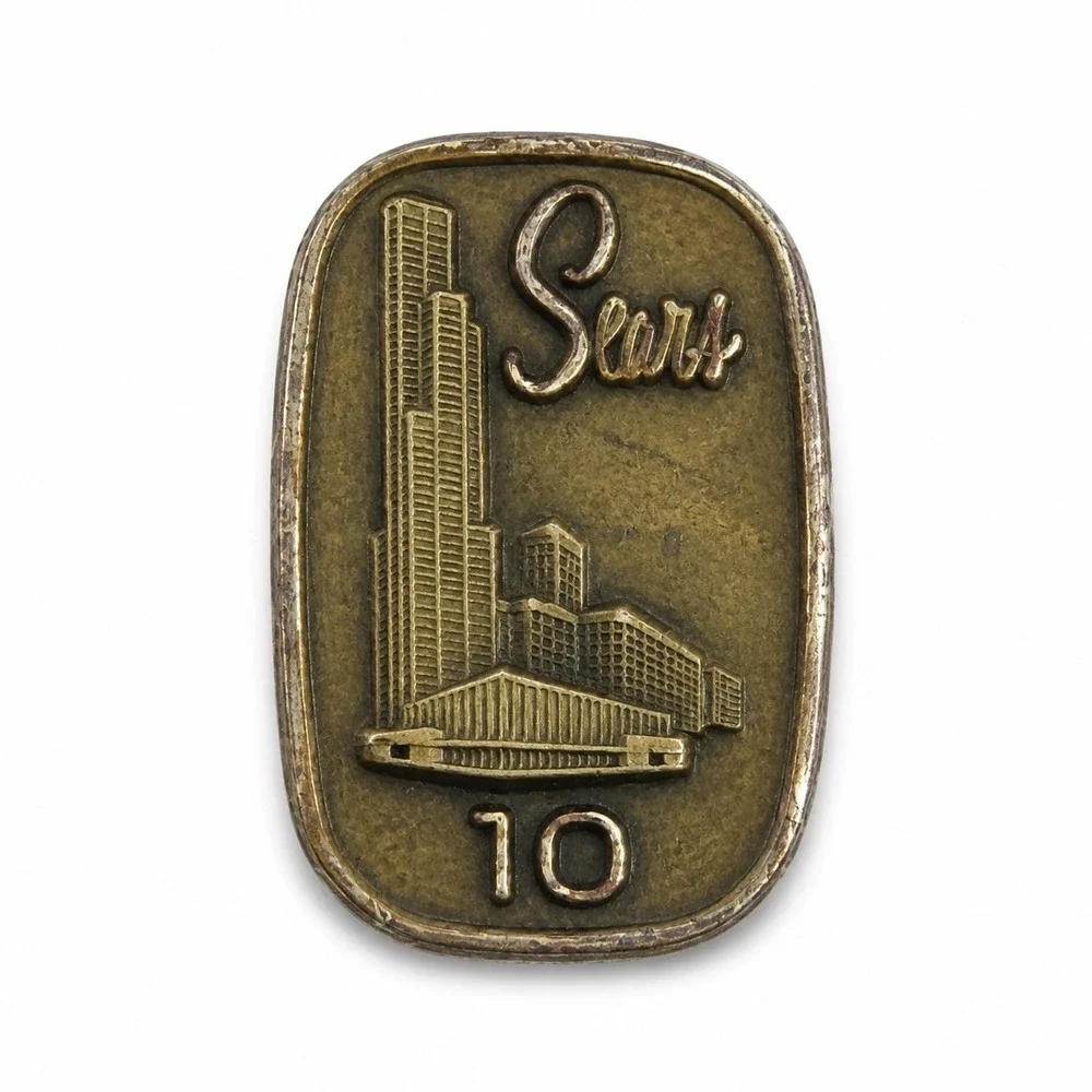 Vintage Sears 10 Year Service Award Pin 1/10 10K Gold Filled Employee Lapel